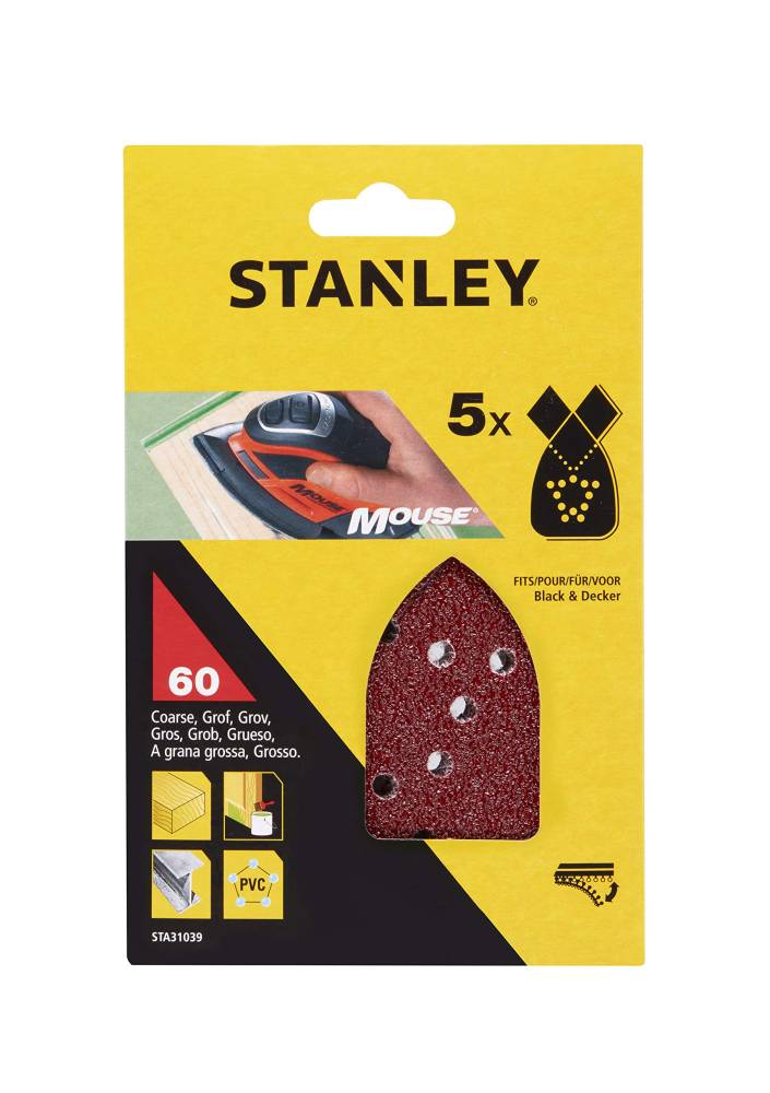 MOUSE SANDPAPER WITH VELCRO FIX GRIT 60 (5 PCS) STA31039-XJ STANLEY